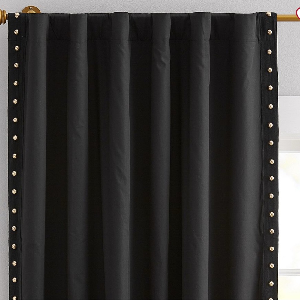 Emily & Merritt Black Curtain with Studded  Blackout Curtain 96